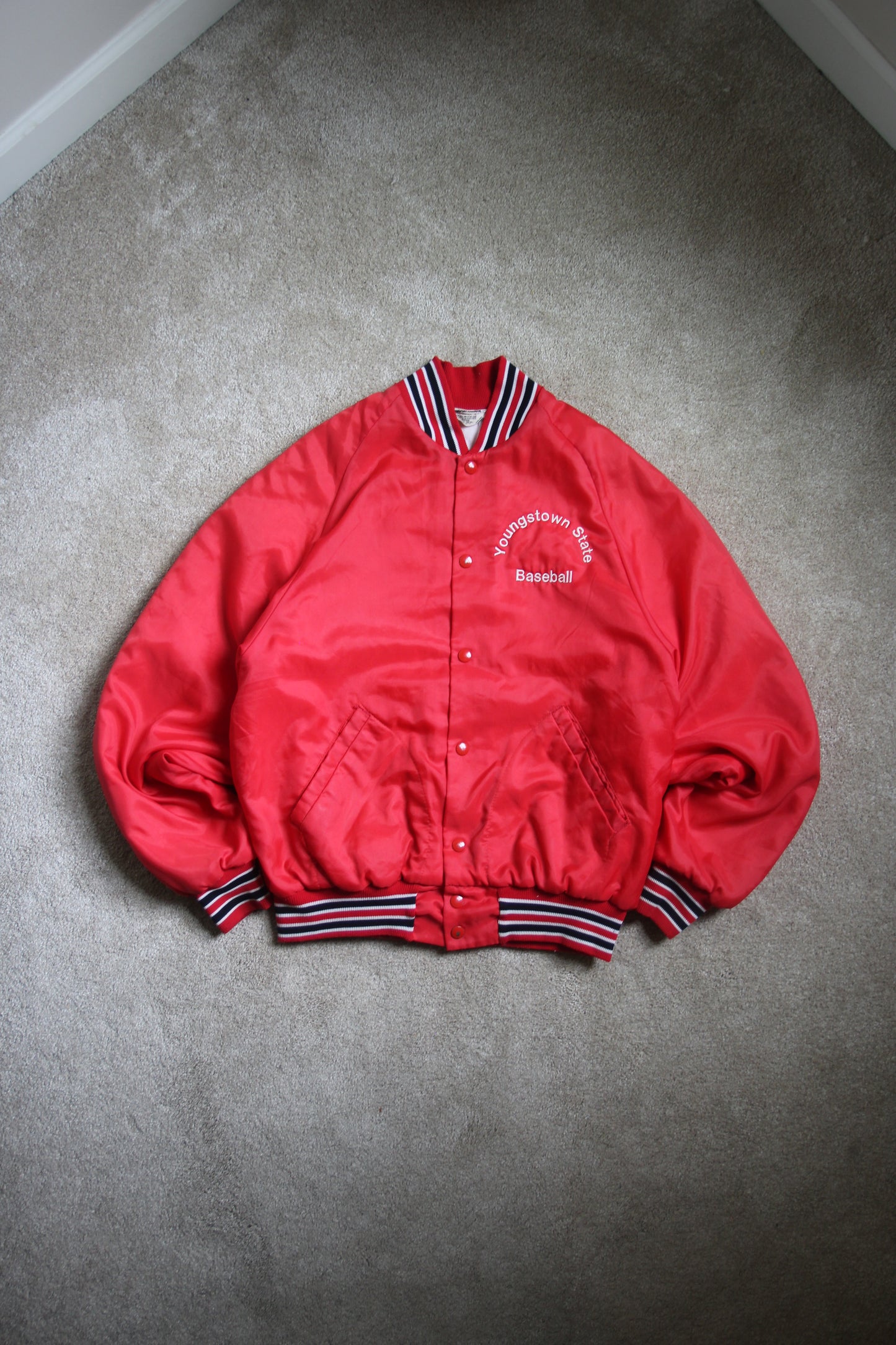 Vintage 80s YSU Baseball Satin Jacket (M)